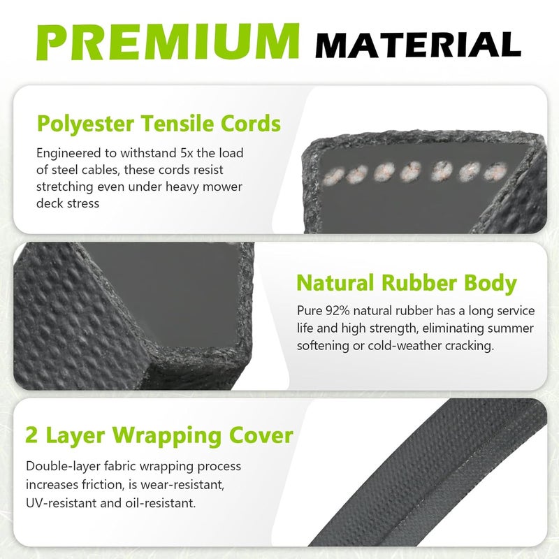 Tecreddy 144959 Deck Belt for Craftsman 532144959 LT1000 LT2000 LT3000 42 inch Riding Lawn Mower, Repalce for 130801 532138255 Husqvarna Sears, 1/2" X 96" - Image 5